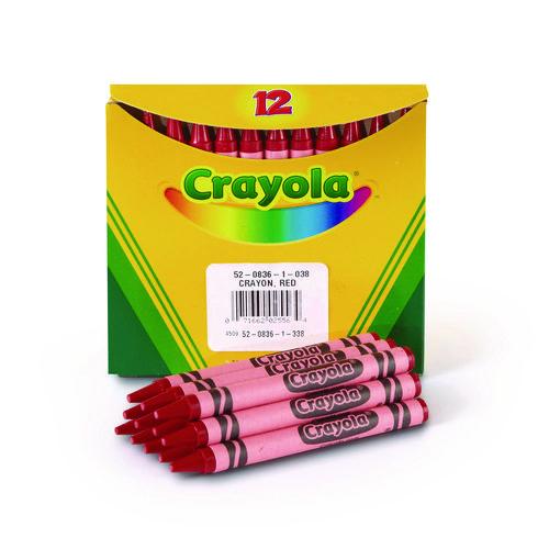 Image of Crayola® 52-0836-038 Bulk Crayons, Regular Size, 0.31" x 3.63", Red, 12/Box