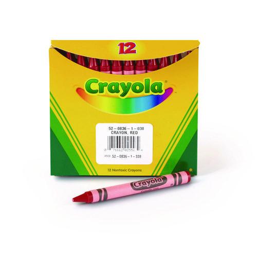 Image of Crayola® 52-0836-038 Bulk Crayons, Regular Size, 0.31" x 3.63", Red, 12/Box