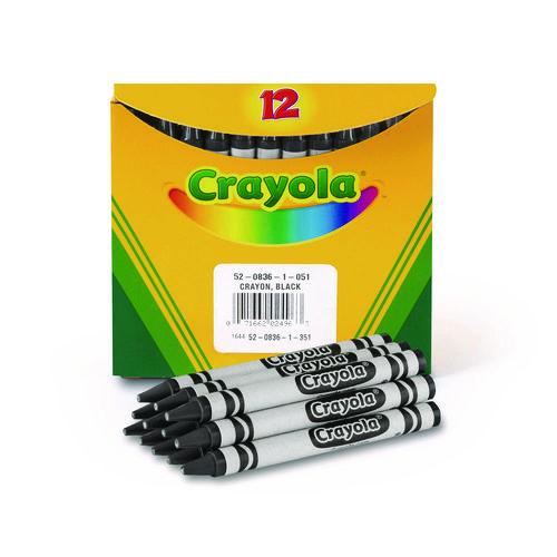 Image of Crayola® 52-0836-051 Bulk Crayons, Regular Size, 0.31" x 3.63", Black, 12/Box
