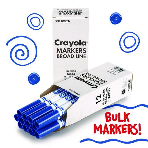 Image of Crayola® 58-7800-042 Broad Line Washable Markers, Broad Bullet Tip, Blue, 12/box