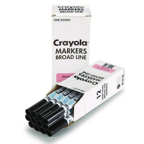 Image of Crayola® 58-7800-051 Broad Line Washable Markers, Broad Bullet Tip, Black, 12/box