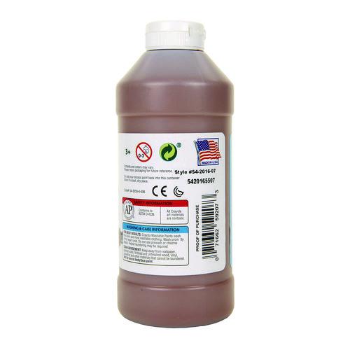 Image of Crayola® 54-2016-007 Washable Paint, Brown, 16 Oz Bottle