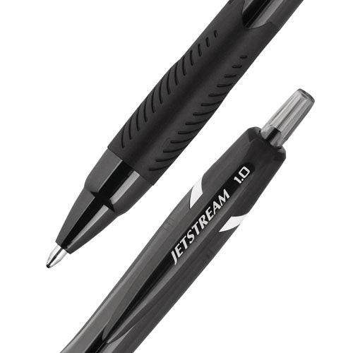 Image of uniball® 70123 Jetstream Elements Hybrid Gel Pen, Retractable, Medium 1 mm, Black Ink, Translucent Black/Black Barrel, Dozen