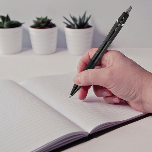 Image of uniball® 70123 Jetstream Elements Hybrid Gel Pen, Retractable, Medium 1 mm, Black Ink, Translucent Black/Black Barrel, Dozen