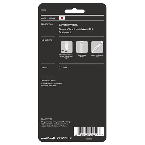 Image of uniball® 70652 207 Plus+ Gel Pen, Retractable, Medium 0.7 mm, Black Ink, White Barrel, 4/Pack