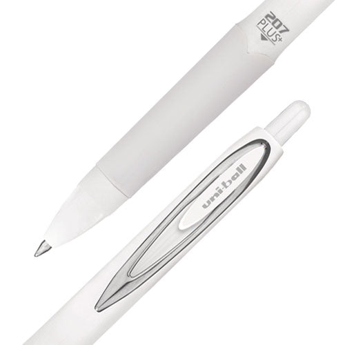 Image of uniball® 70652 207 Plus+ Gel Pen, Retractable, Medium 0.7 mm, Black Ink, White Barrel, 4/Pack
