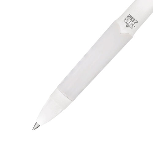 Image of uniball® 70652 207 Plus+ Gel Pen, Retractable, Medium 0.7 mm, Black Ink, White Barrel, 4/Pack