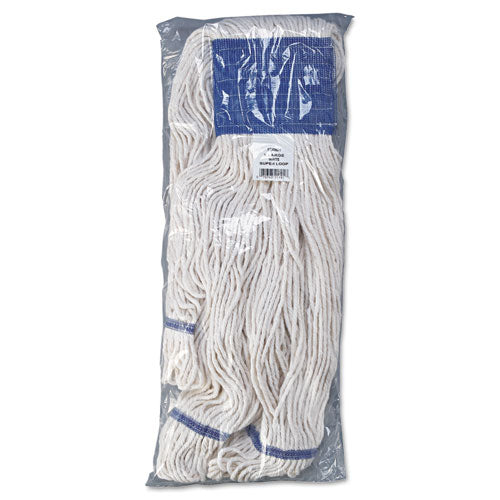 Image of Boardwalk® BWK504WH Super Loop Wet Mop Head, Cotton/synthetic Fiber, 5" Headband, X-Large Size, White, 12/carton