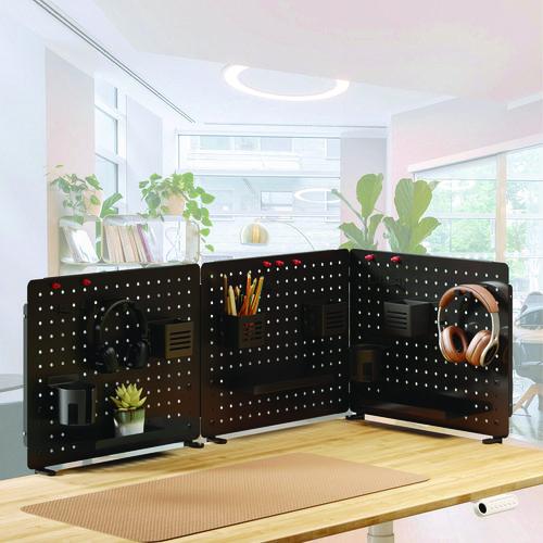 Image of Kantek Pegboard Organizer, Three Compartments, 20.58 x 1 x 17, Black, Steel