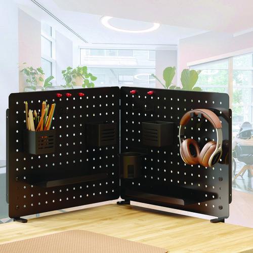 Image of Kantek Pegboard Organizer, Three Compartments, 20.58 x 1 x 17, Black, Steel