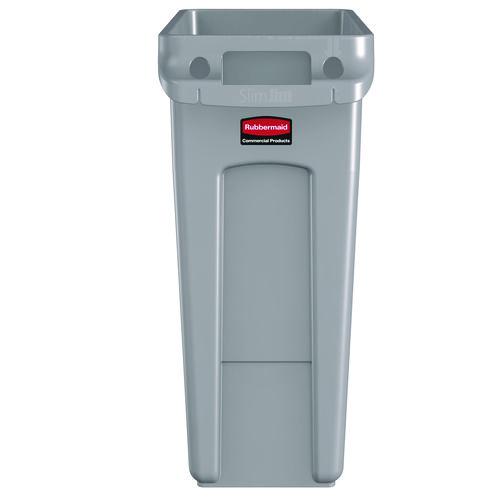 Image of Rubbermaid® Commercial 1971258 Slim Jim Waste Container with Handles, 16 gal, Plastic, Light Gray