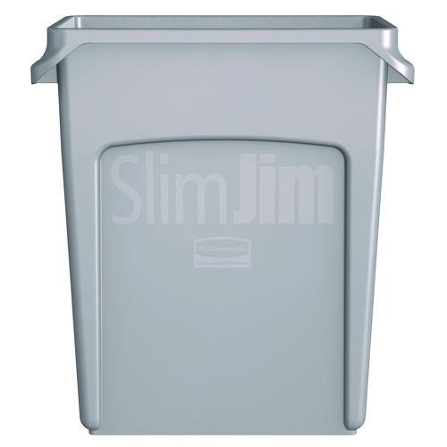 Image of Rubbermaid® Commercial 1971258 Slim Jim Waste Container with Handles, 16 gal, Plastic, Light Gray