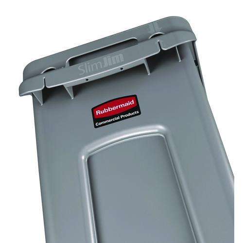Image of Rubbermaid® Commercial 1971258 Slim Jim Waste Container with Handles, 16 gal, Plastic, Light Gray