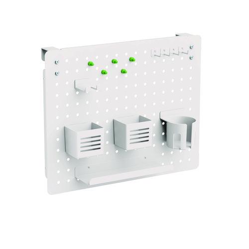 Image of Kantek PBS120W Pegboard Organizer, Three Compartments, 20.58 x 1 x 17, White, Steel
