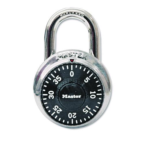 Image of Master Lock® 1500-T Combination Lock, Stainless Steel, 1.87" Wide, Silver/Black, 2/Pack