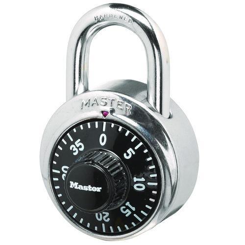 Image of Master Lock® 1500-T Combination Lock, Stainless Steel, 1.87" Wide, Silver/Black, 2/Pack