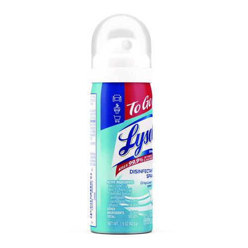 Image of LYSOL® Brand 19200-99923 Disinfectant Spray To Go, Crisp Linen Scent, 1.5 oz Aerosol Spray, 12/Carton
