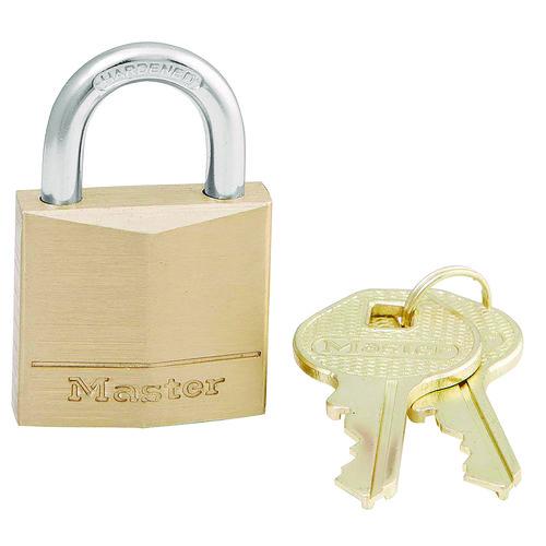 Image of Master Lock® 120T Three-Pin Brass Tumbler Locks, 0.75" Wide, 2 Locks and 2 Keys, 2/Pack