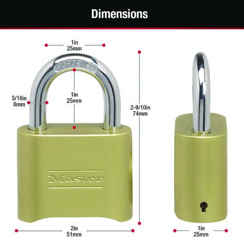 Image of Master Lock® 175D Resettable Combination Padlock, 2" Wide, Brass