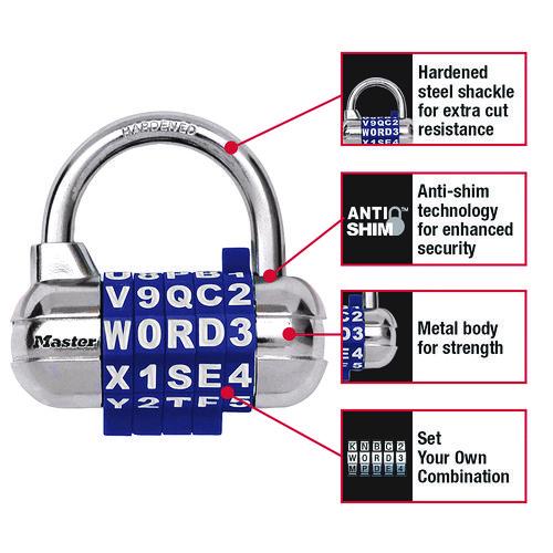 Image of Master Lock® 1534D Password Plus Combination Lock, Hardened Steel Shackle, 2.5" Wide, Chrome/Assorted
