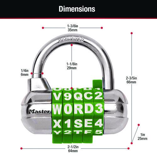 Image of Master Lock® 1534D Password Plus Combination Lock, Hardened Steel Shackle, 2.5" Wide, Chrome/Assorted