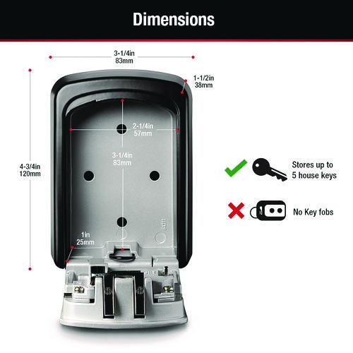 Image of Master Lock® 5401D Locking Combination 5-Key Steel Box, 3.25" Wide, Black/Silver
