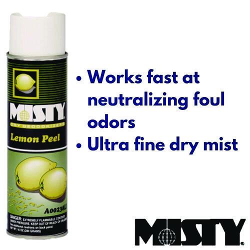 Image of Misty® 1001842 Handheld Air Deodorizer, Lemon Peel, 10 Oz Aerosol Spray, 12/carton