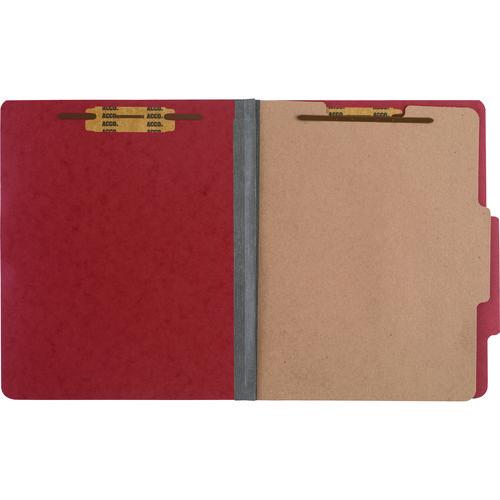 Image of ACCO Pressboard Classification Folders, 2" Expansion, 1 Divider, 4 Fasteners, Letter Size, Earth Red Exterior, 10/Box