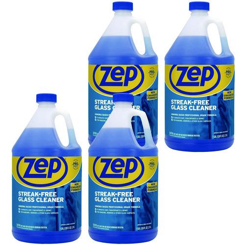 Image of Zep Commercial® ZU1120128 Streak-Free Glass Cleaner, Pleasant Scent, 1 Gal Bottle, 4/carton