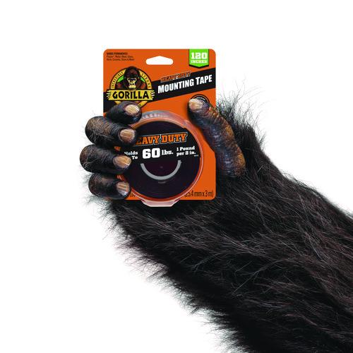 Image of Gorilla® 102441 Heavy Duty Mounting Tape, Permanent, Holds Up to 1 lb/2 sq in, 1" x 120", Black
