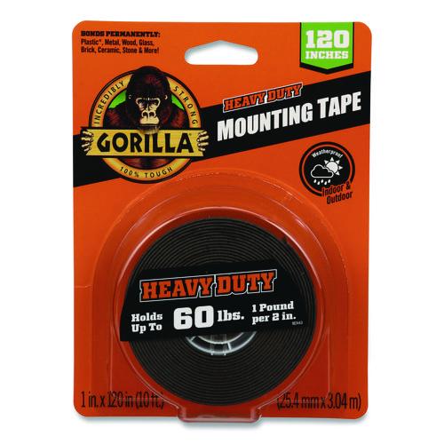 Image of Gorilla® 102441 Heavy Duty Mounting Tape, Permanent, Holds Up to 1 lb/2 sq in, 1" x 120", Black