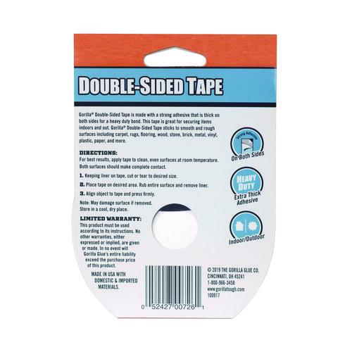 Image of Gorilla® 100925 Double-Sided Tape, 3" Core, 1.4" x 8 yds, Gray