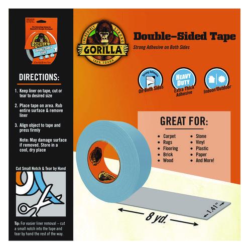 Image of Gorilla® 100925 Double-Sided Tape, 3" Core, 1.4" x 8 yds, Gray