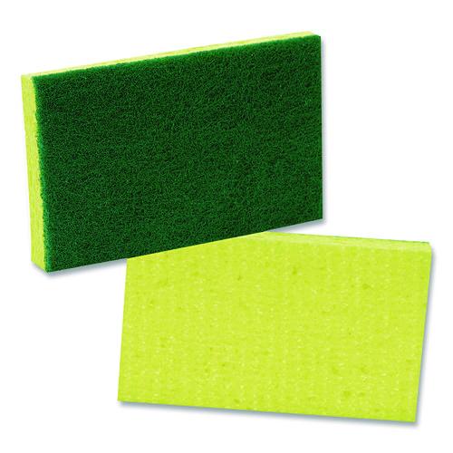 Image of Scotch-Brite PROFESSIONAL 74 Medium-Duty Scrubbing Sponge 74, 3.6 x 6.1, 0.7" Thick, Yellow/Green