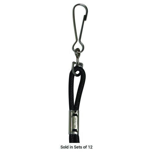 Image of Champion Sports Lanyard, Metal J-Hook Fastener, 20" Long, Black, 12/Pack