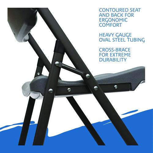 Image of Iceberg Rough n Ready Commercial Folding Chair, Supports Up to 350 lb, 15.25" Seat Height, Charcoal Seat, Charcoal Back, Silver Base