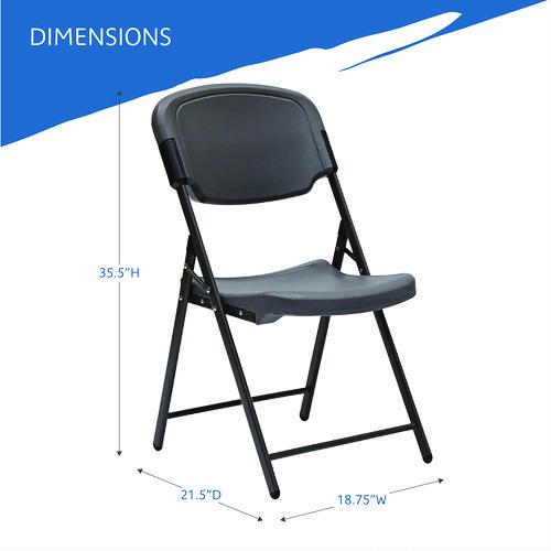 Image of Iceberg Rough n Ready Commercial Folding Chair, Supports Up to 350 lb, 15.25" Seat Height, Charcoal Seat, Charcoal Back, Silver Base