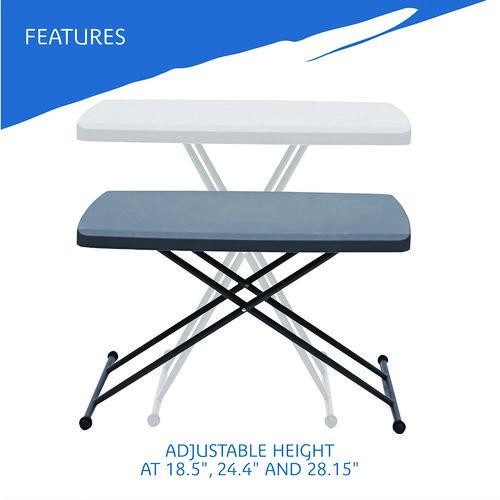 Image of Iceberg IndestrucTable Classic Personal Folding Table, 30" x 20" x 25" to 28", Charcoal
