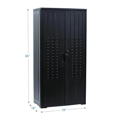 Image of Iceberg Rough n Ready Storage Cabinet, Three-Shelf, 33w x 18d x 66h, Black
