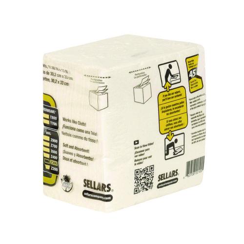 Image of TOOLBOX® 660708201002 Z300 Quarterfold Wipers, 1-Ply, 11.87 x 13, White, 12/Carton