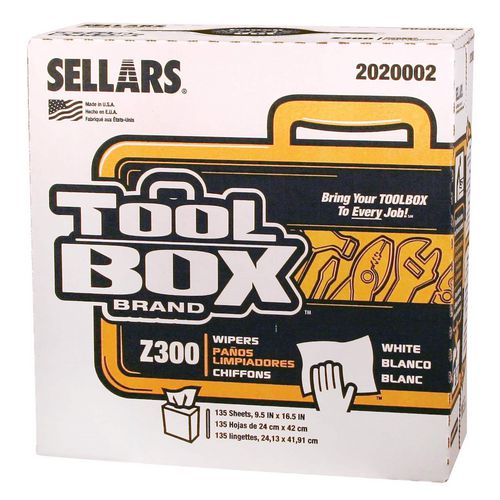Image of TOOLBOX® 6607082042009 Z300 Pop-Up Wipers, 1-Ply, 8.5 x 16.5, White, 8/Carton