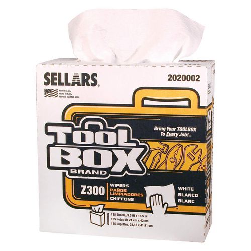 Image of TOOLBOX® 6607082042009 Z300 Pop-Up Wipers, 1-Ply, 8.5 x 16.5, White, 8/Carton