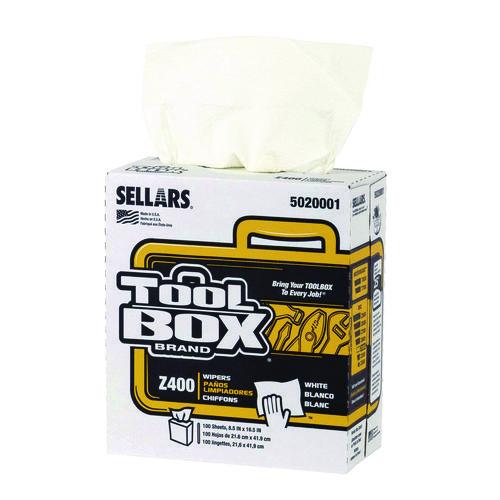 Image of TOOLBOX® 660708502000 Z400 Interfold Pop-Up Wipers, 1-Ply, 8.5 x 16.5, White, 8/Carton