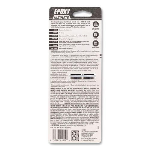 Image of Gorilla® 113442 Epoxy Ultimate, 0.85 oz Syringe, Dries Black