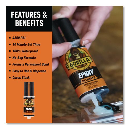 Image of Gorilla® 113442 Epoxy Ultimate, 0.85 oz Syringe, Dries Black