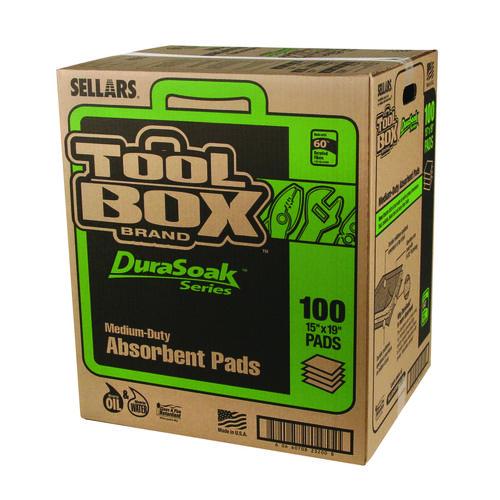 Image of TOOLBOX® 23200 DuraSoak Universal Sorbents Medium Duty Pad, 0.26 gal, 15 x 19, 100/Carton
