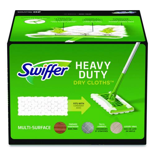 Image of Swiffer® 80314634 Heavy-Duty Dry Refill Cloths, 10.3 x 7.8, White, 20/Pack, 4 Packs/Carton
