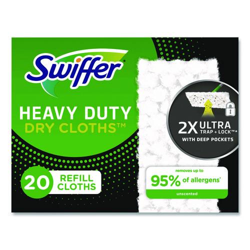 Image of Swiffer® 80314634 Heavy-Duty Dry Refill Cloths, 10.3 x 7.8, White, 20/Pack, 4 Packs/Carton