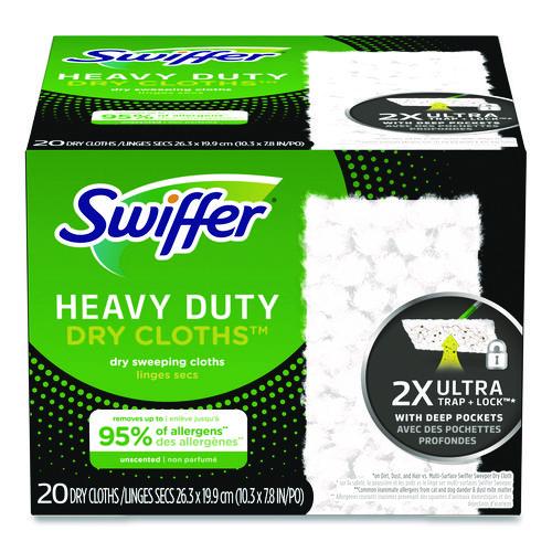 Image of Swiffer® 80314634 Heavy-Duty Dry Refill Cloths, 10.3 x 7.8, White, 20/Pack, 4 Packs/Carton
