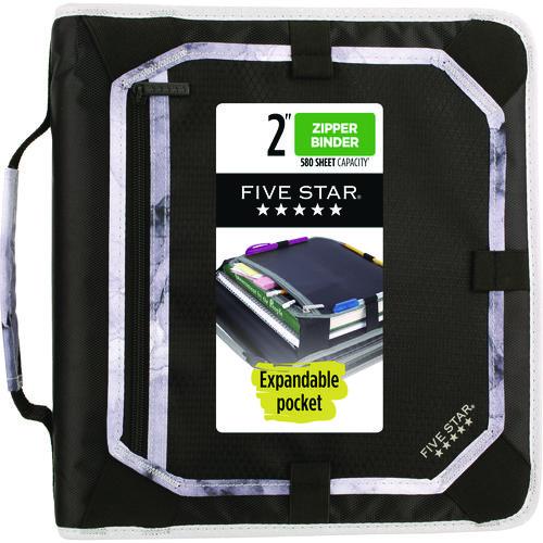 Image of Five Star® 29052IT8 Zipper Binder, 3 Rings, 2" Capacity, 11 X 8.5, Black/gray Accents